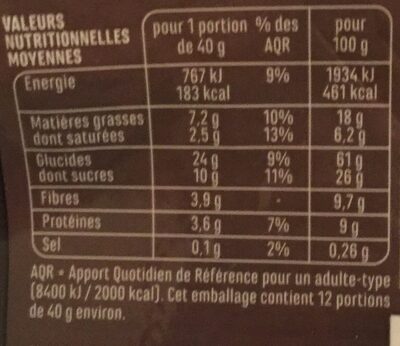 Muesli Croustillant Chocolat Caramel - Nutrition facts - fr