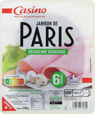 Jambon de Paris Découenné Dégraissé 6 tranches - Product - fr