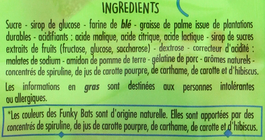 Funky bats - Ingredients - fr