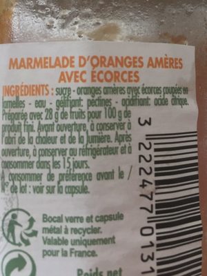 Marmelade d'oranges - Ingredientes - fr