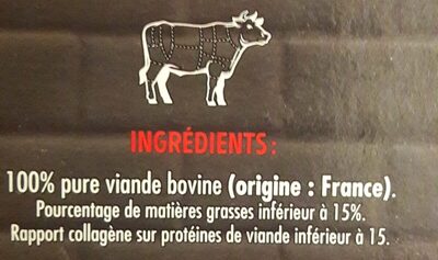 2 Steaks hachés pur boeuf surgelés15%MG - Ingredients - fr