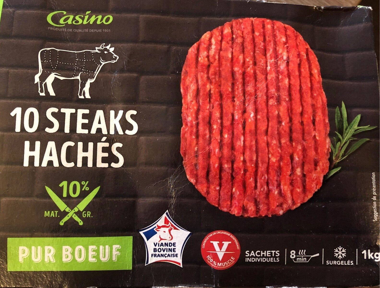 10 Steaks hachés pur boeuf surgelés  10% MG - Product - fr