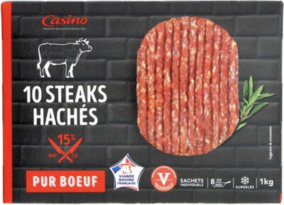 10 Steaks hachés pur boeuf surgelés  15% mat Gr - Product - fr