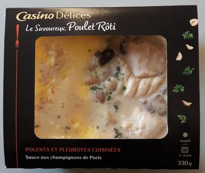 Le savoureux Poulet rôti polenta et pleurotes cuisinées - Sauce aux champignons de Paris - Produit