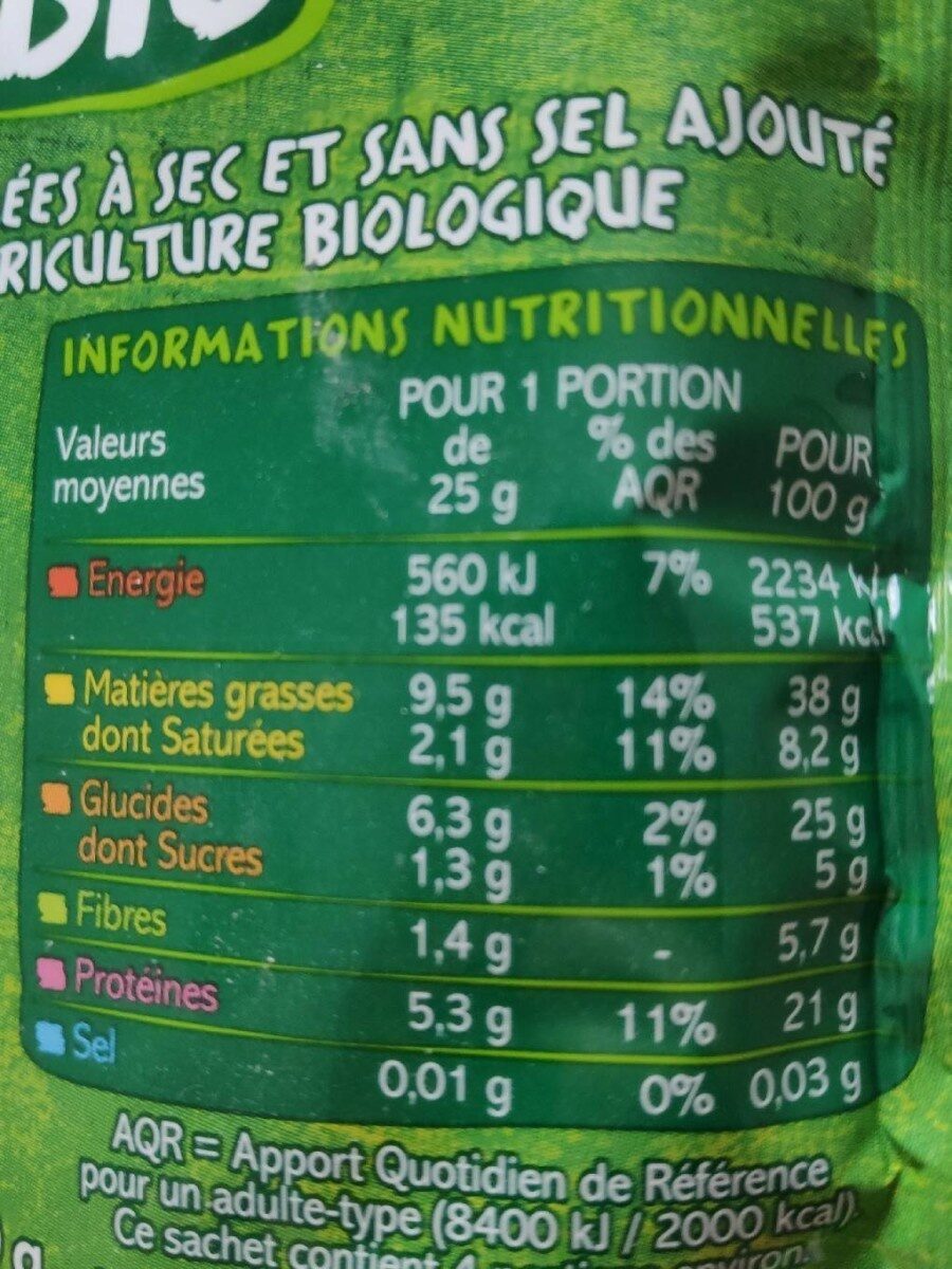 Noix de cajou grillées Bio - Valori nutrizionali - fr