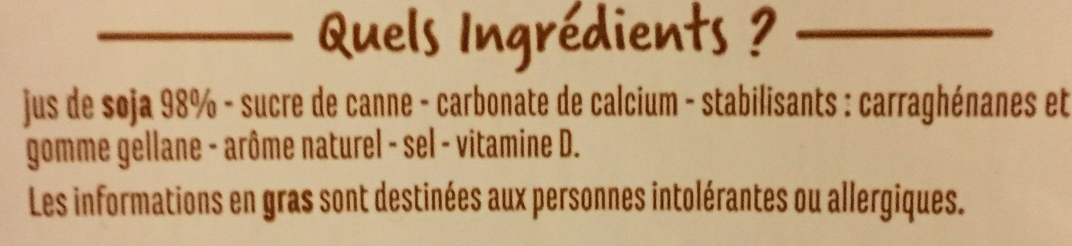 Boisson au soja - Ingredients - fr