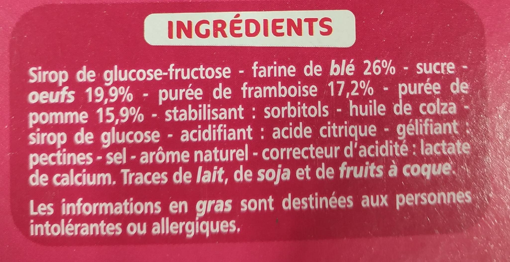 Barquettes framboise - Ingredients - fr