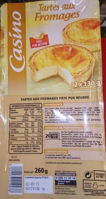 Tartes aux fromages pâte pur beurre - Produit