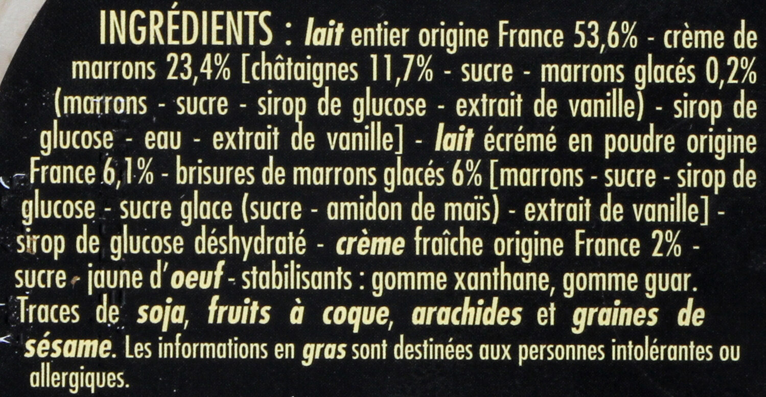 La Fabuleuse Glace Crème de marrons - Ingredients - fr