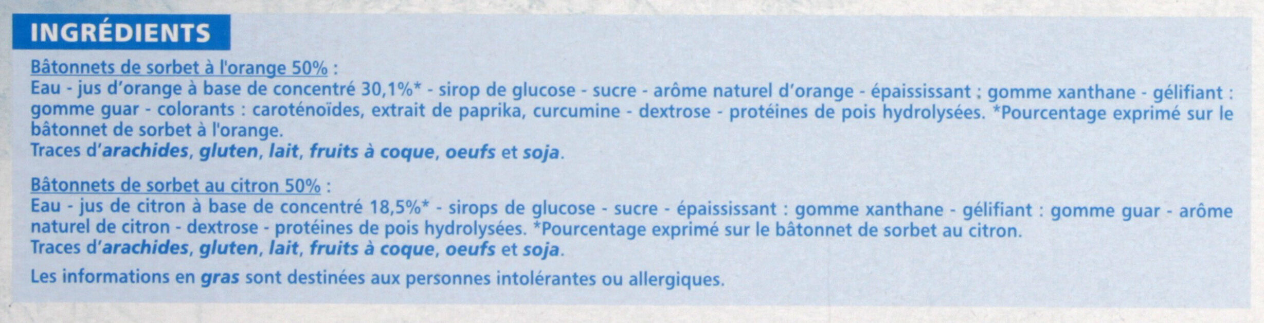 5 orange & 5 citron - Ingredients - fr