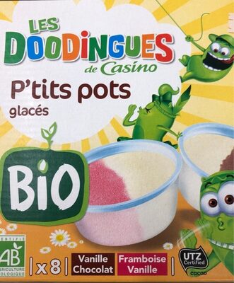 P'tits pots glacés vanille/chocolat framboise/vanille bio x8 - Product - fr