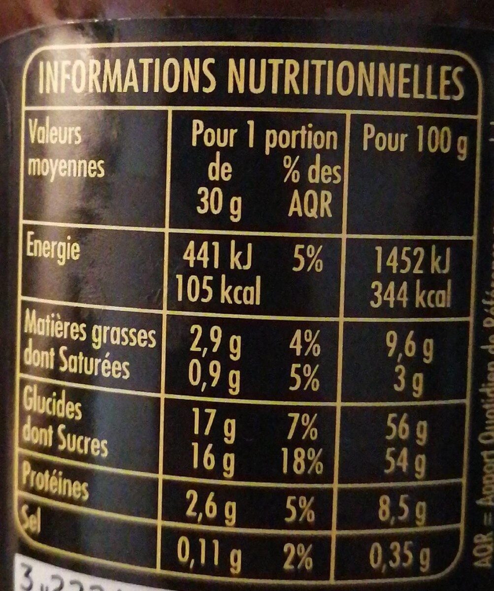Confiture de Lait (aux noisettes et au cacao) - Nutrition facts - fr
