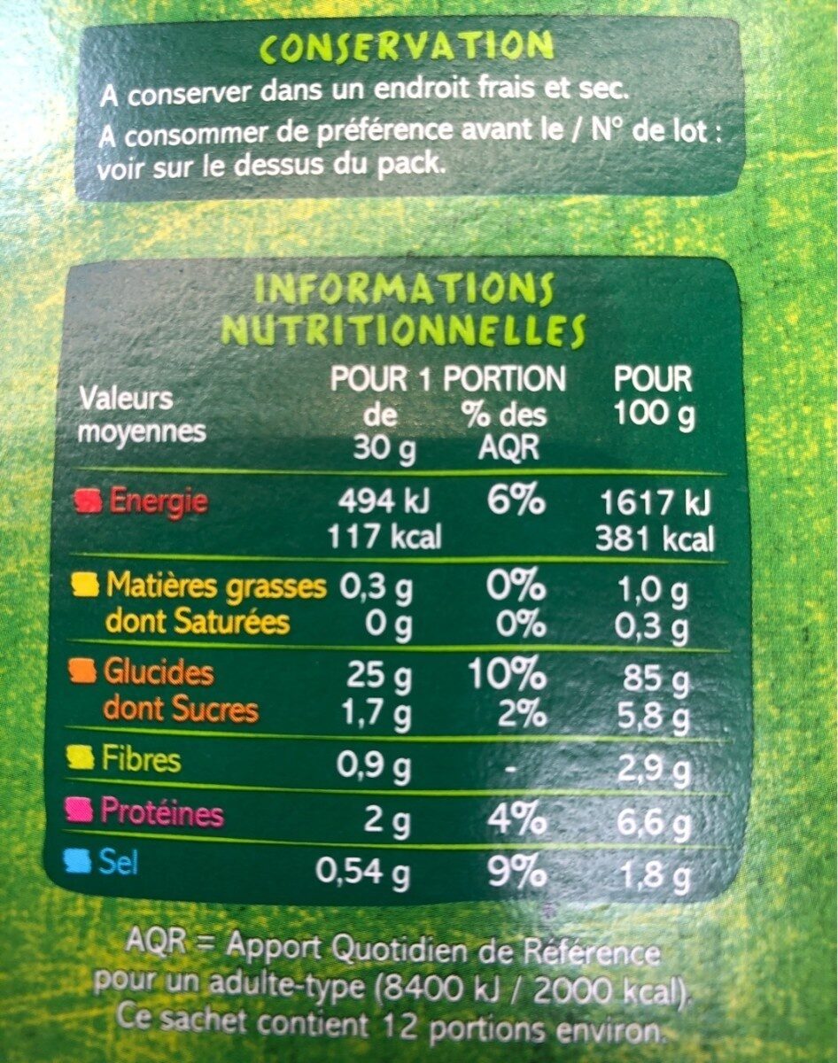 Corn Flakes BIO - Información nutricional - fr