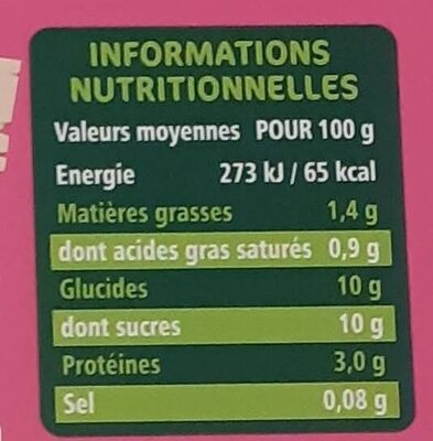 Yaourt à boire bio framboise - Nutrition facts - fr