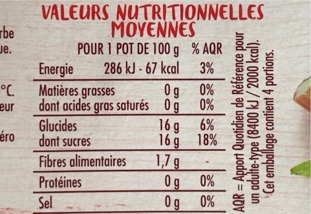 Dessert Pomme rhubarbe - Nutrition facts - fr