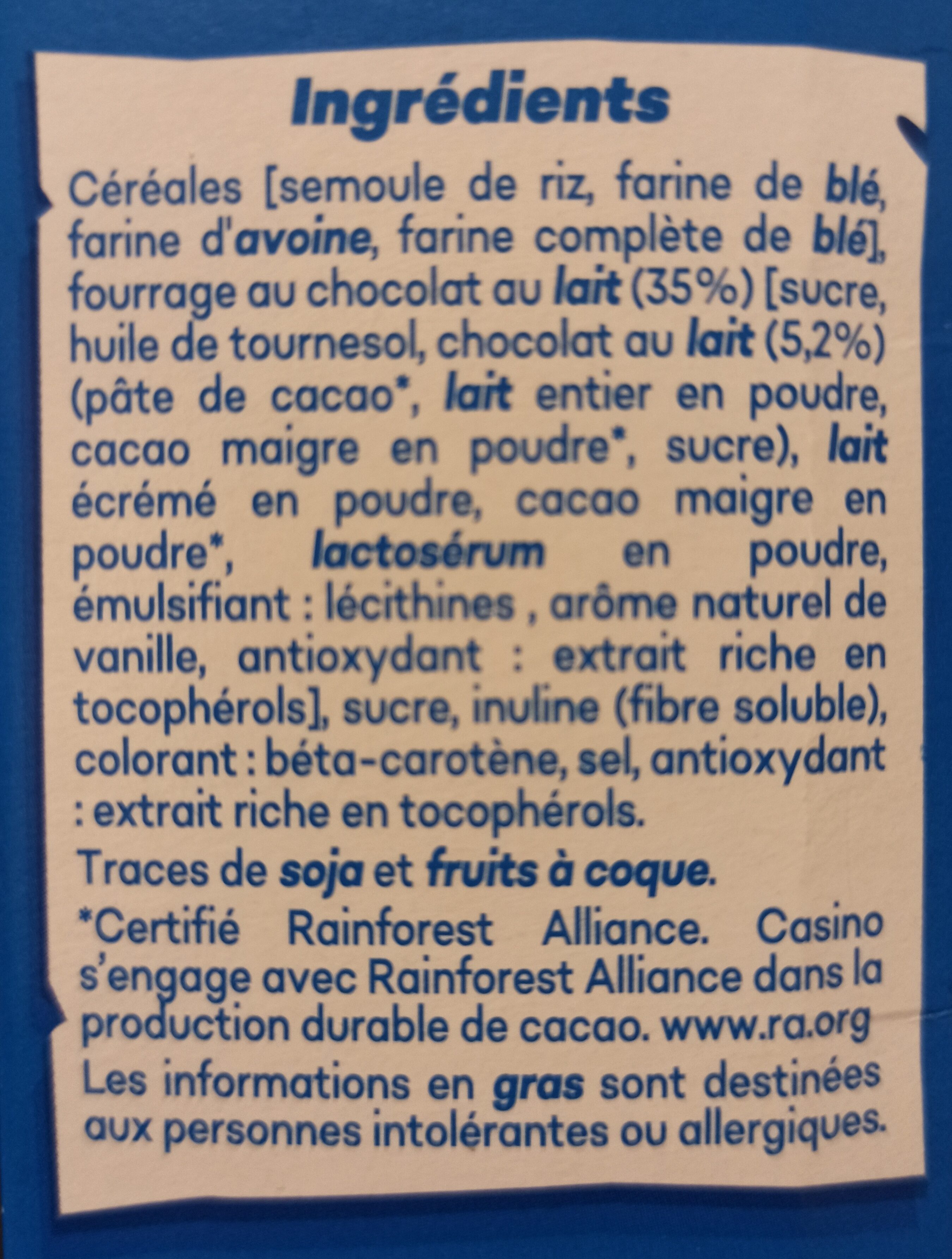 Fourrés Choc' - Ingredients - fr