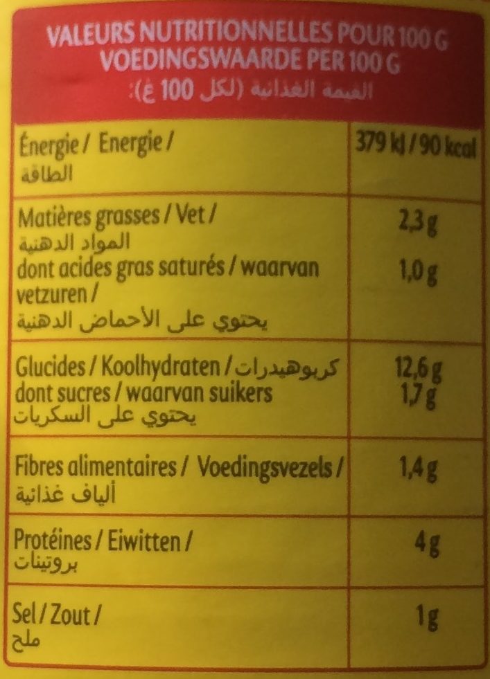 Zakia ravioli halal boeuf 800g - Tableau nutritionnel