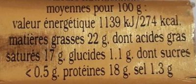 Cloche D'or Sainte Maure Tour Aop Cave250G - Nutrition facts - fr