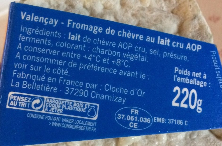 Valencay AOC - Ingredients - fr