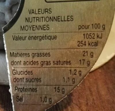 Cloche d'Or La Couronne de Touraine 170 g - Tableau nutritionnel