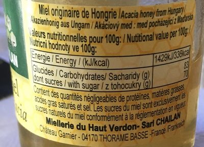 Miel d'Acacia - Ingredientes - fr