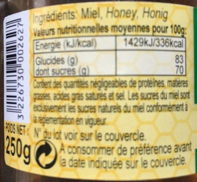 Miel de Romarin - Ingredientes - fr