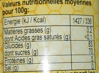 Miel d'acacia de France - Información nutricional - fr