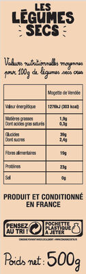 Mogette de Vendée Label Rouge - Valori nutrizionali - fr