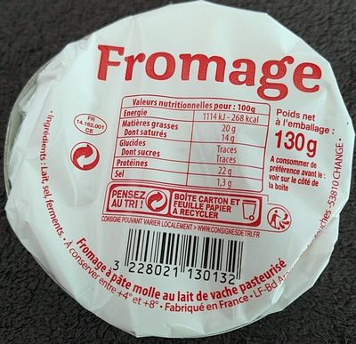 Fromage à pâte molle au lait de vache pasteurisé - Produit