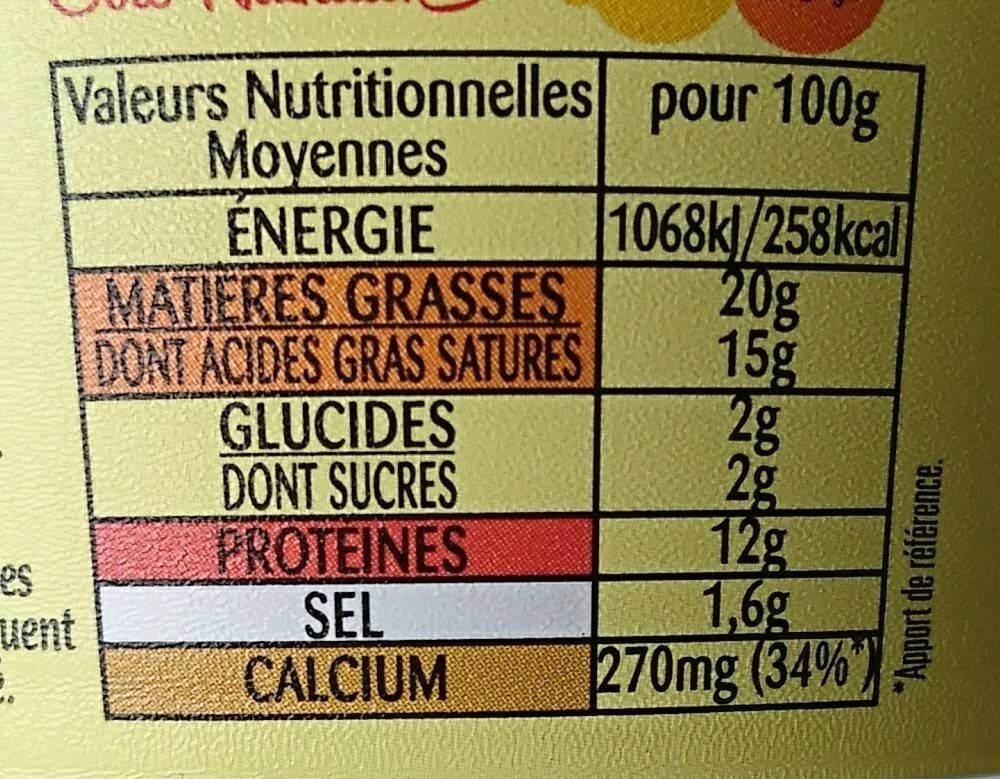 President creme de camembert 150g - Nutrition facts - fr