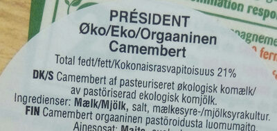 Camembert Bio engagé - Ingredienser