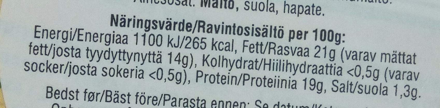 Camembert Bio engagé - Näringsfakta
