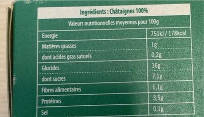 Marrons entiers cuits sous vide - Nutrition facts - fr