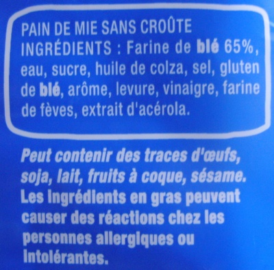 100 % Mie Nature Sans Croûte - Maxi Format - Ingredients - fr