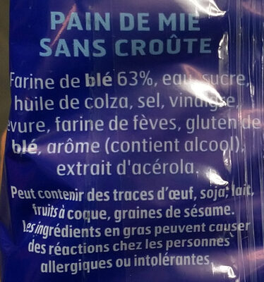 Pain 100% mie nature PT - Ingrédients