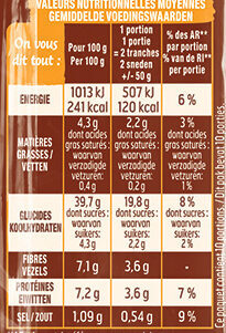 100% mie complet - Nutrition facts - fr