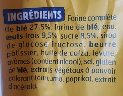 Harrys brioche tranchee farine complete sans additif 485g - Ingredienti - fr