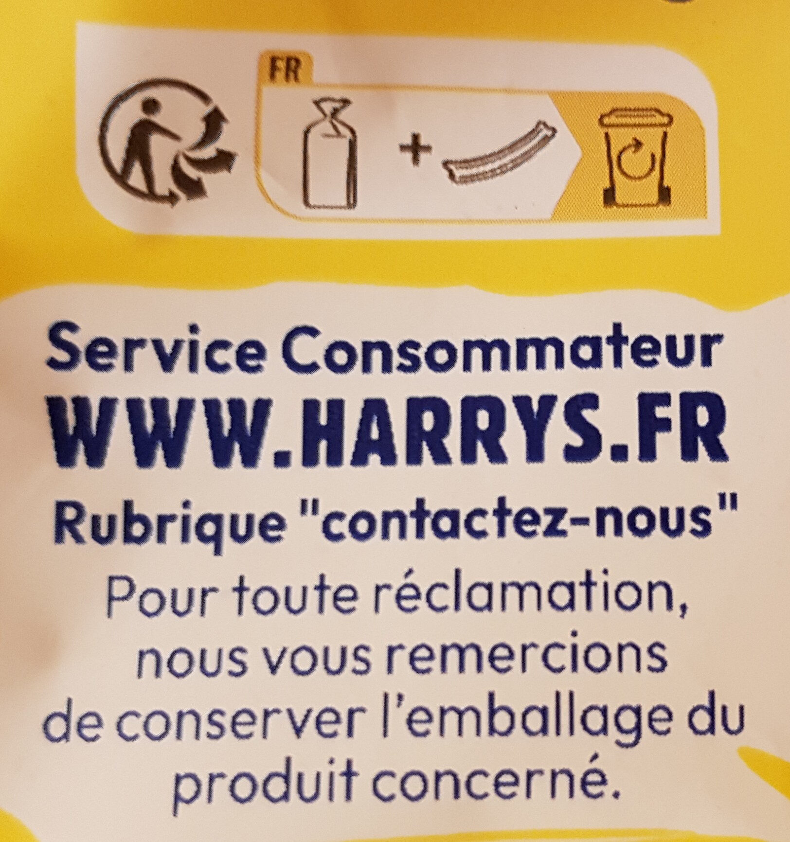 Harrys brioche tranchee farine complete sans additif 485g - Instruction de recyclage et/ou informations d'emballage