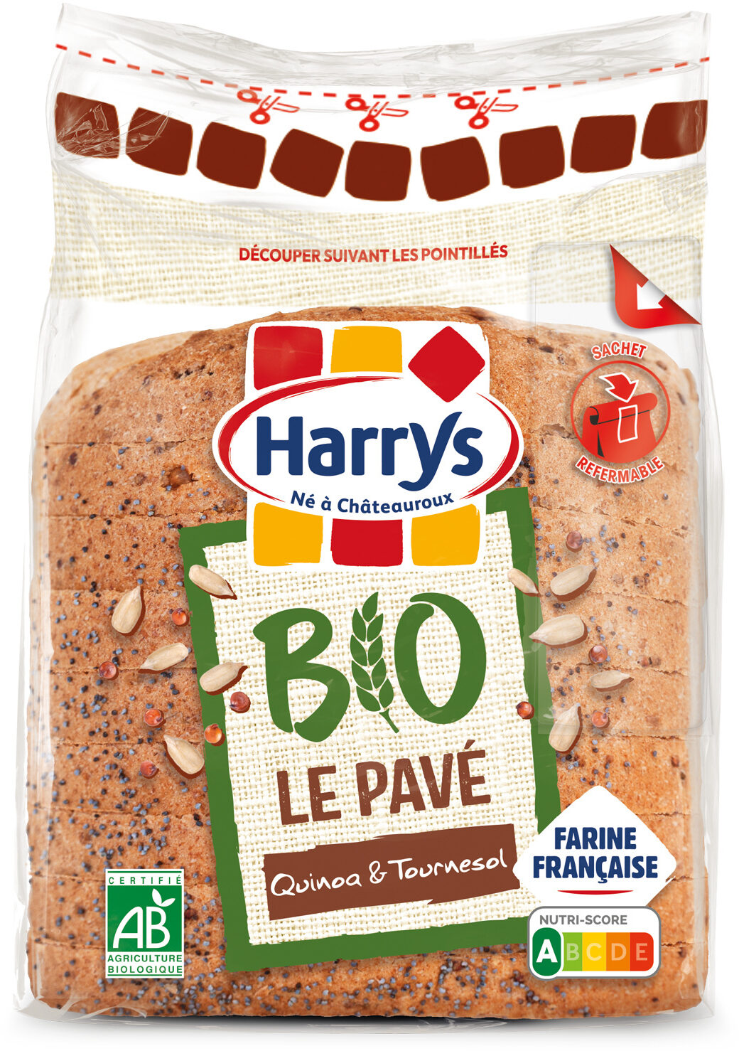 Harrys pain de mie pave bio aux graines de quinoa et tournesol 250g - Produit