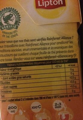 Thé Agrumes - Nutrition facts - fr