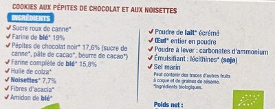 Le cookie Chocolat noisettes - Ingrédients