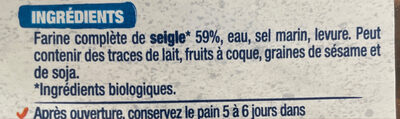Pain complet seigle - Ingredients - fr