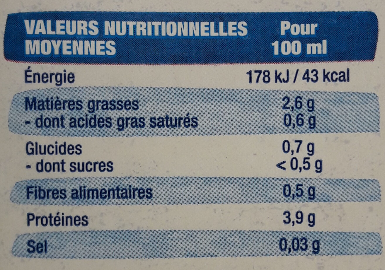 Soja nature sans sucre ajouté bio - Nutrition facts - fr