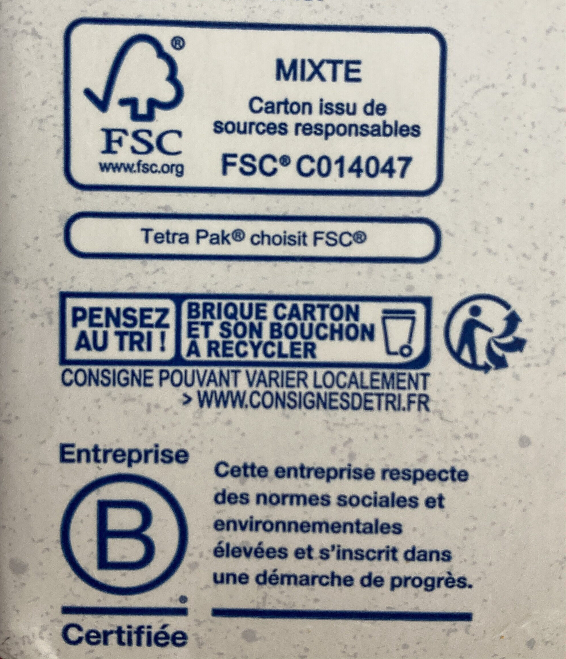 Soja Douceur - Instruction de recyclage et/ou informations d'emballage