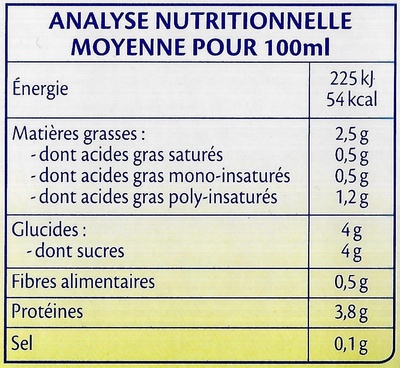 Soja Vanille Bio - Tableau nutritionnel