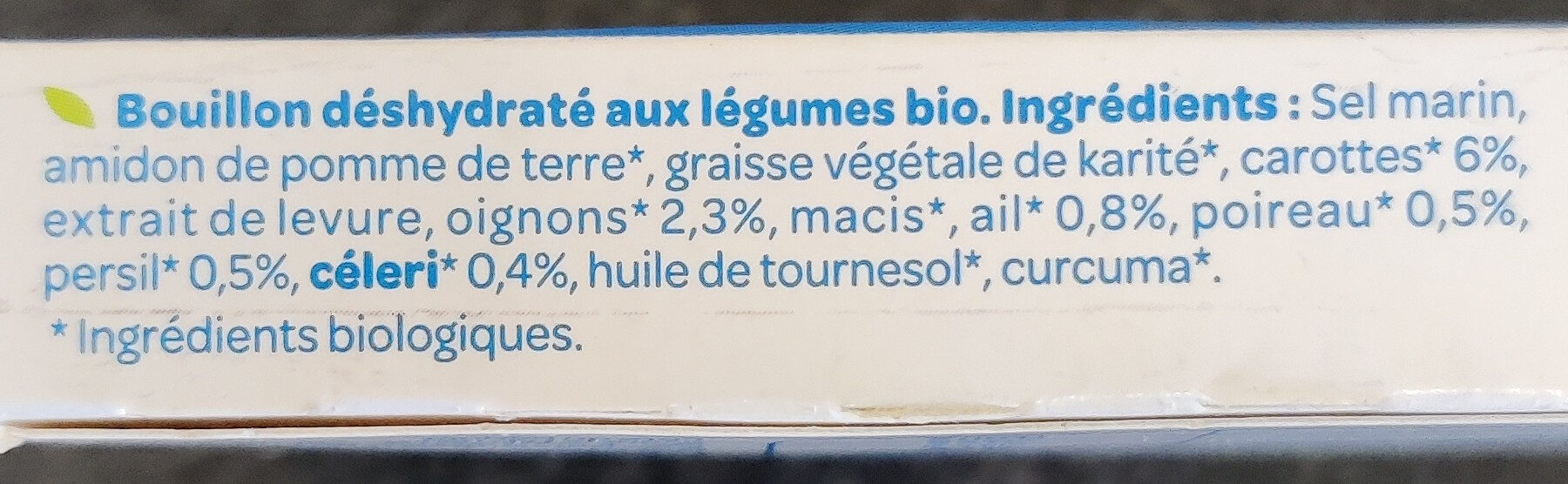 Bouillon cube légumes - Ingrédients