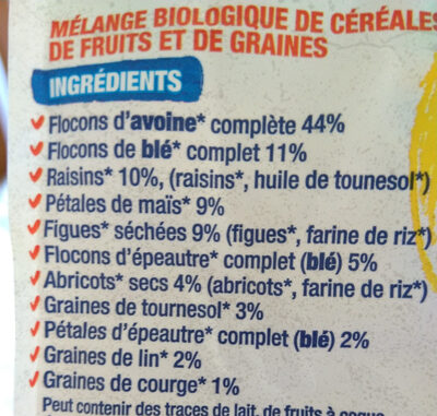 Muesli Raisin, Figue, Abricot - Ingrediënten - fr