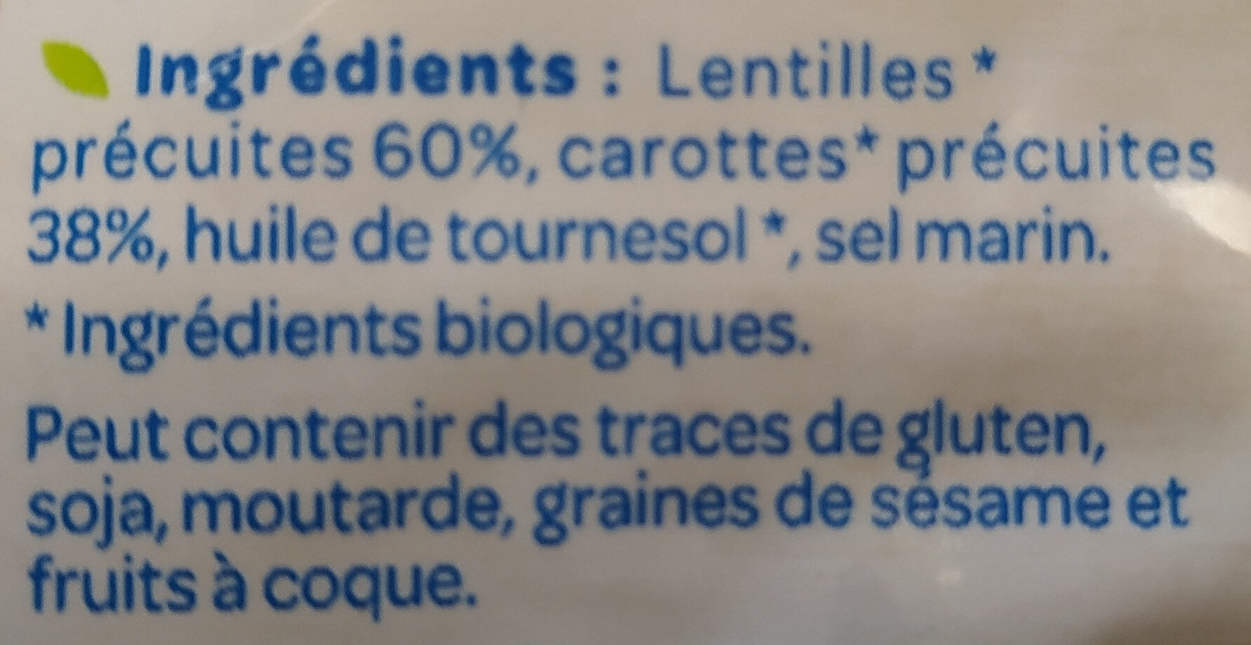 Lentilles Carottes - Ingredients - fr