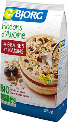 Flocons d'avoine 4 graines et raisins - Produkt - fr