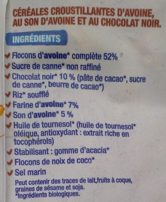 Crousti avoine chocolat - Ingrediënten - fr